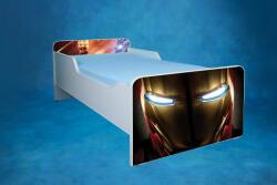  Pat pentru Baieti 2-12 ani cu Iron Man, include saltea 160x80 si sertar - PTV1602 (PTV1602)