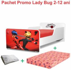 Oli's Pachet Promo cu Pat pt copii Start Ladybug recomandat de la varste de 2 pana la 12 ani cu saltea din lana si husa impermeabila- PC-PCH-PRO-STR-LDB-80 (PC-PCH-PRO-STR-LDB-80)