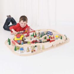 Bigjigs Toys Circuit cu tren marfar (130 piese) Trenulet