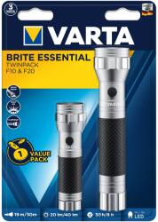 VARTA Brite Essential F20 + Brite Essentila F10 2 db-os LED lámpakészlet, 2xC, 3xAAA, Alumínium / gumi