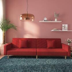 vidaXL Canapea extensibilă cu 2 locuri, 2 perne, roșu vin, textil (337613) Canapea