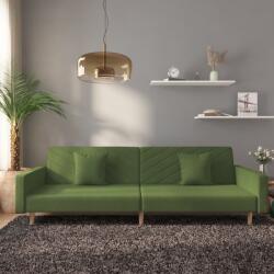 vidaXL Canapea extensibilă cu 2 locuri, 2 perne, verde închis catifea (337630) Canapea