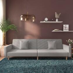 vidaXL Canapea extensibilă cu 2 locuri, 2 perne, gri deschis catifea (337628) Canapea
