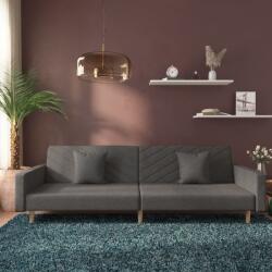 vidaXL Canapea extensibilă cu 2 locuri, 2 perne, gri închis, textil (337605) Canapea