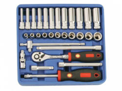 Genius Tools set de cap de cioară, metric, lung și standard, 1/4", 30 de bucăți (TW-230M) (MK-TW-230M)