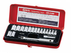 Genius Tools set de cap de cioară, 6 și 8 puncte, metric, 1/4", 18 bucăți (GS-218M) (MK-GS-218M) Cheie tubulara