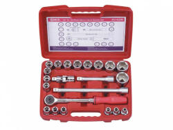 Genius Tools set de cap de cioară, metric, 1/2", 22 de bucăți (EU-422M) (MK-EU-422M) Set capete bit, chei tubulare