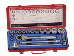 Genius Tools set de cap de ciocan, metric, 1/2", 17 bucăți (GS-417M) (MK-GS-417M) Set capete bit, chei tubulare
