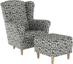 Mobikon Set fotoliu cu taburet tapiterie textil in stilul patchwork Astrid 86x72x105 cm (0000108693)
