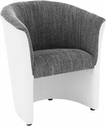 Mobikon Fotoliu tapiterie piele ecologica alba textil gri Cuba 65x60x77 cm (0000017059)