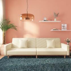 vidaXL Canapea extensibilă cu 2 locuri, 2 perne, crem, textil (337607) Canapea