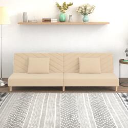 vidaXL Canapea extensibilă cu 2 locuri, 2 perne, crem, catifea (337626) Canapea