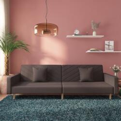 vidaXL Canapea extensibilă cu 2 locuri, 2 perne, gri taupe, textil (337614) Canapea