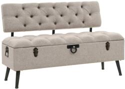 vidaXL Bancă de depozitare cu spătar, crem, 110 cm, material textil (339298)