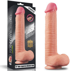 Lovetoy Dual Layered Platinum Silicone Cock with Balls 12" Flesh Dildo