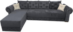 MobAmbient Colțar extensibil gri cu spătar și brațe Chesterfield - BETYS