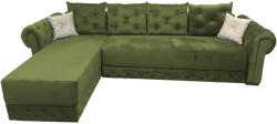 MobAmbient Colțar extensibil verde-olive cu spătar și brațe Chesterfield - BETYS