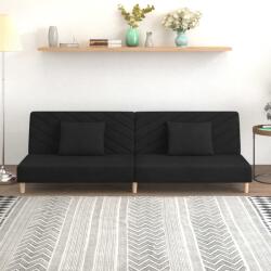 vidaXL Canapea extensibilă cu 2 locuri, 2 perne, negru, catifea (337623) Canapea