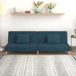vidaXL Canapea extensibilă cu 2 locuri, 2 perne, albastru, catifea (337616) Canapea