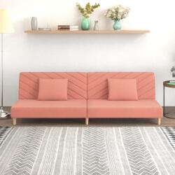 vidaXL Canapea extensibilă cu 2 locuri, 2 perne, roz, catifea (337621) Canapea