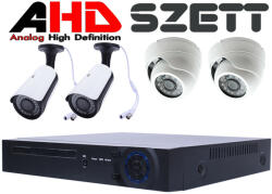  4 Kamerás FULL HD AHD mix biztonsági kamerarendszer, 2 dome + 2 cső kamera kültéri/beltéri