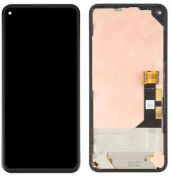 Google Pixel 5 kompatibilis LCD modul kerettel, OEM jellegű, fekete, Grade S+