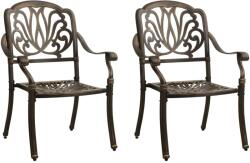 vidaXL Scaune de grădină, 2 buc. , bronz, aluminiu turnat (315567)