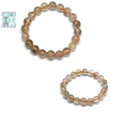  Bratara din Cuart cu Rutil Auriu, diametru 56 mm, margele rotunde 10x10 mm