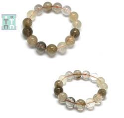  Bratara din Cuart cu Rutil Auriu Diametru 55 mm - Margele Rotund 15 mm
