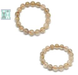  Bratara din Cuart cu Rutil Auriu, diametru 58 mm, margele rotunde 11 mm