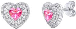 Silvego Ezüst szív fülbevaló Susan rózsaszín és átlátszó cirkónium kővel Brilliance Zirconia MW11360EP