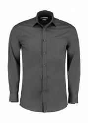 Kustom Kit Férfi hosszú ujjú Ing Kustom Kit Tailored Fit Poplin Shirt L, Grafitszürke