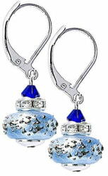  Lampglas Gyönyörű kék fülbevaló Triple Blue Lampglas ECU34 gyöngyből - mall