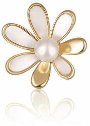  JwL Luxury Pearls Aranyozott bross 2 az 1- ben fehér igazgyönggyel és kristállyal JL0661 - mall