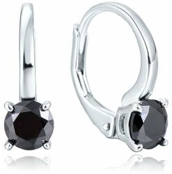 Beneto Elegáns ezüst fülbevaló fekete cirkónium kővel AGUC2255 - mall