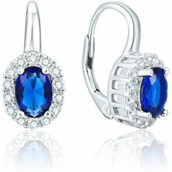  Beneto Ezüst fülbevaló kék kristályokkal AGUC1167 - mall