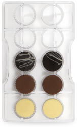 Decora Matrita Policarbonat Ciocolata, Discuri O 3.3 cm, 10 Cavitati, 20x12xH2 cm (50119) Forma prajituri si ustensile pentru gatit