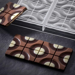 Pavoni Tablete Ciocolata 15.4 x 7.7 x H 0.8 cm - Matrita policarbonat Target, 3 cavitati (PC5008FR)
