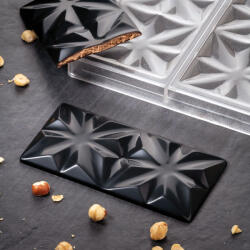 Pavoni Tablete Ciocolata 15.5 x 7.7 x H 1 cm - Matrita Policarbonat Choco Bar Edelweiss, 3 cavitati (PC5005FR)