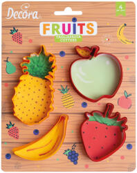 Decora Decupatoare Plastic Fructe - Ananas, Banana, Capsune, Mar O 7 - 10 cm, 4 buc (255041)