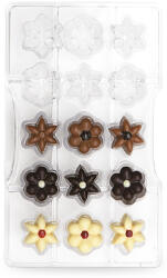 Decora Matrita Policarbonat Ciocolata, Floricele O 2.5 cm, 15 Cavitati, 20x12xH2 cm (50142)