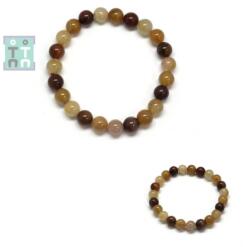  Bratara Cuart cu Rutil Auriu Diametru 58 mm din Margele Rotunde - 8x8 mm