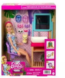 Mattel Papusa Barbie pentru copii, Set proceduri faciale, 29 cm, peste 15 accesorii, 1710286