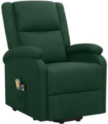 vidaXL Fotoliu de masaj cu ridicare, verde închis, material textil (329715)
