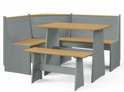 vidaXL Set mobilier bucătărie, 3 piese, maro miere&gri, lemn masiv pin (3096569)