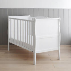 Woodies Safe Dreams Patut din lemn pentru bebe, inaltime saltea reglabila, noble alb 120x60 cm