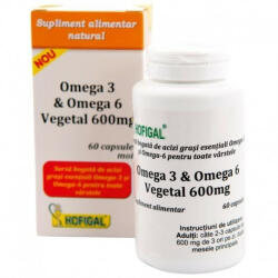 Hofigal Omega 3 & Omega 6 Vegetal 600 mg, 60 cps moi, Hofigal