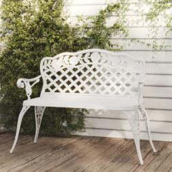 vidaXL Bancă de grădină, alb, 108 cm, aluminiu turnat (317742)