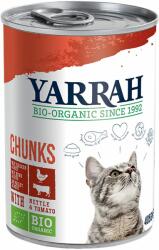 Yarrah 24x405g Yarrah falatkák szószban Bio csirke, bio pulyka, bio csalán & bio paradicsom nedves macskatáp