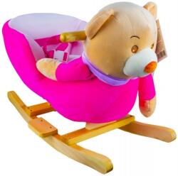  Balansoar pentru bebelusi, model Ursulet, lemn si plus, roz, 60 cm RB32961 Balansoar calut